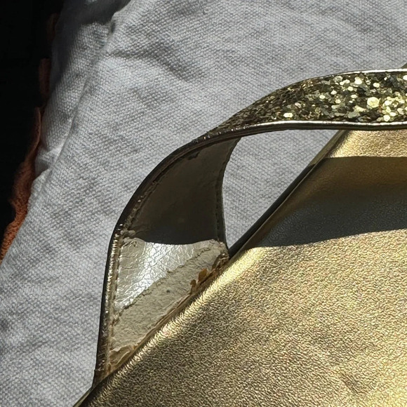 Candies Gold shimmer wedge sandles, size 10 med - Picture 8 of 10